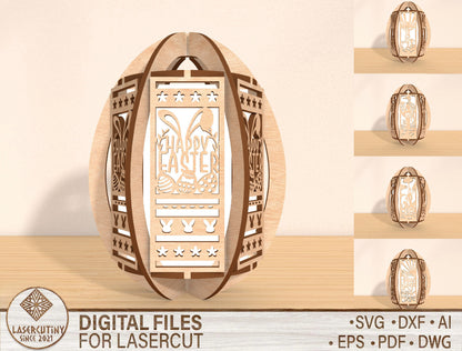 Easter Egg Lantern SVG Bundle Decorative Egg 5 Designs for Glowforge and xTool