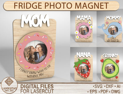 Cute Mother's Day Fridge Magnet SVG Kawaii Photo Frame for Glowforge