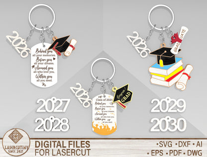 Graduation Keychain SVG Bundle for Glowforge and xTool