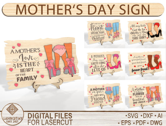 Funny Mother Daughter Sassy Mom Sign SVG Bundle for xTool and LightBurn