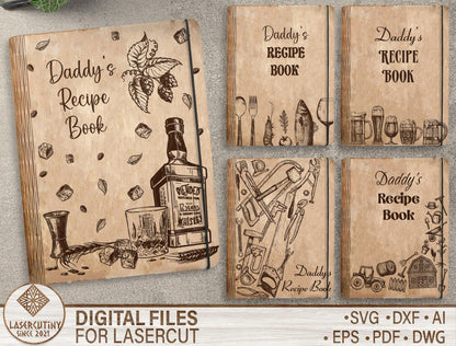 Daddy Recipe Book SVG Bundle for Glowforge and xTool Laser Files