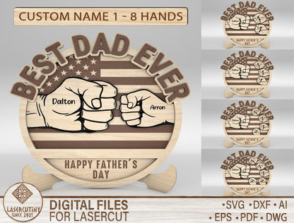 Personalized Dad Fist Bump SVG for Glowforge and xTool