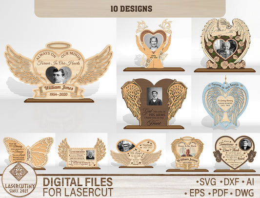 Memorial Photo Frame SVG Bundle for Glowforge, xTool, or LightBurn