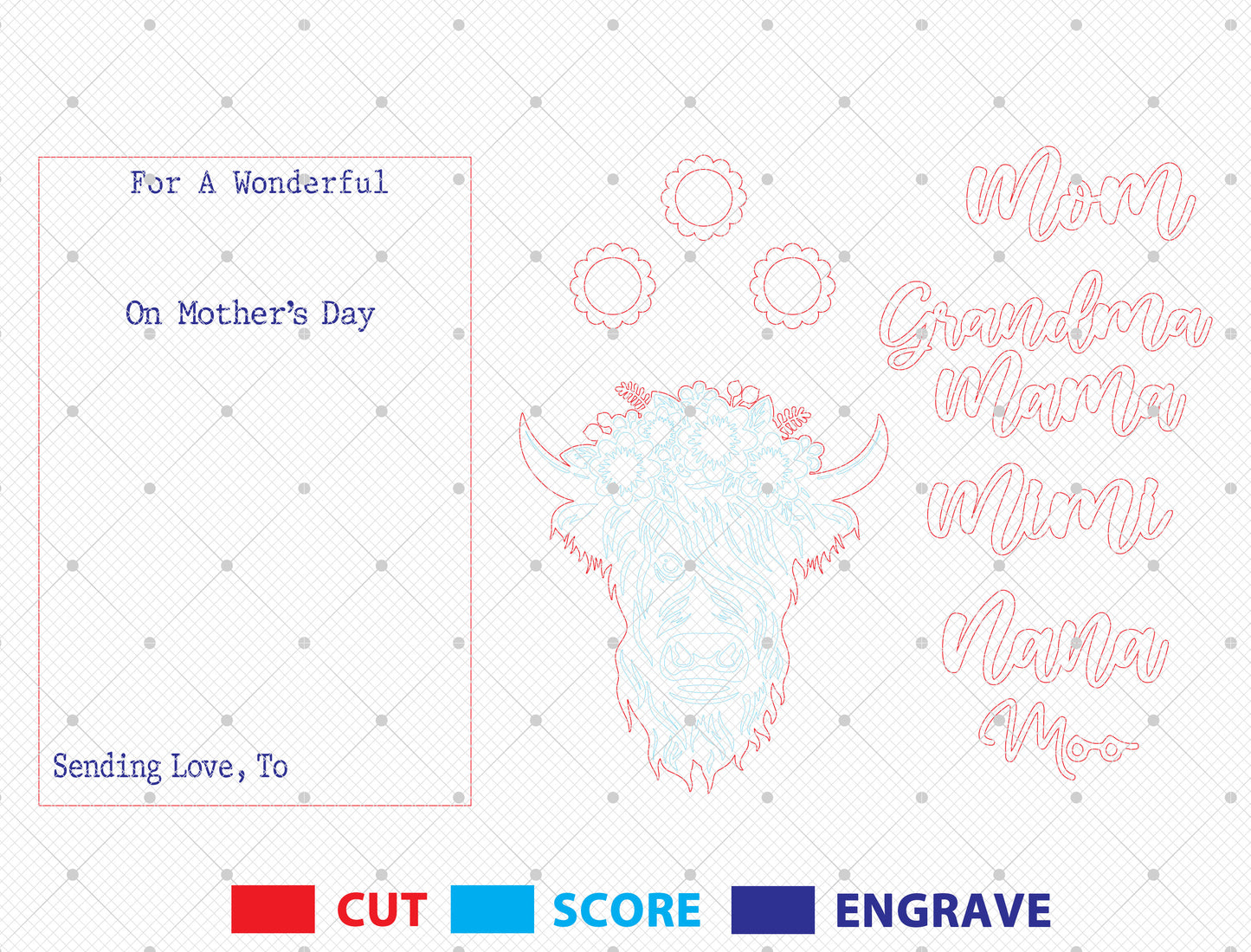 Highland Cow Mom Photo Frame SVG Bundle Laser Cut File for Glowforge and xTool