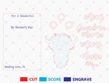 Highland Cow Mom Photo Frame SVG Bundle Laser Cut File for Glowforge and xTool