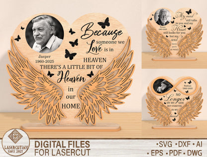Memorial Wings Photo SVG Laser Cut File for LightBurn