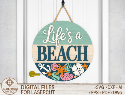 Life A Beach Door Hanger SVG for Glowforge
