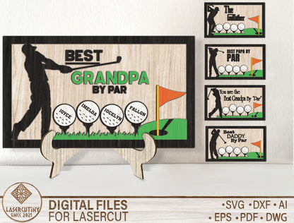 Personalized Golf Dad Sign SVG for Glowforge and xTool