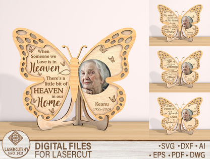 Butterfly Memorial Photo SVG Laser Cut File for LightBurn