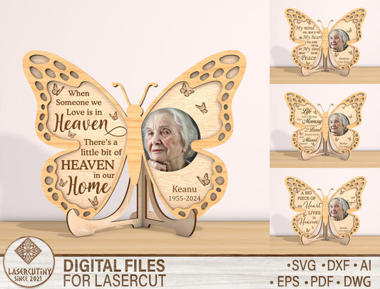Butterfly Memorial Photo SVG Laser Cut File for LightBurn