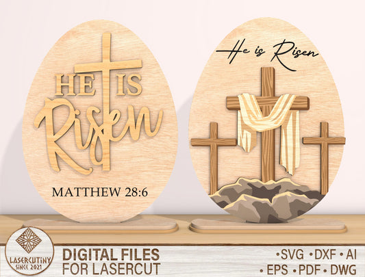 He Is Risen SVG Bundle Christian Cross Matthew Easter for LightBurn and xTool