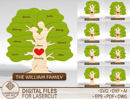 Personalized Family Tree Couple Sign SVG for Glowforge and xTool