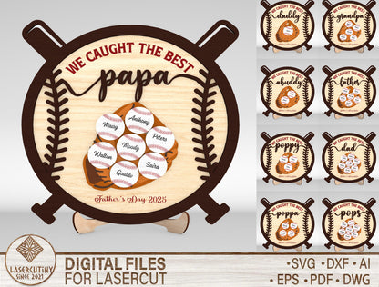 Personalized Baseball Dad Sign SVG Laser Cut File for Glowforge and xTool