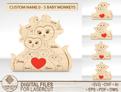 Personalized Family Monkey Puzzle SVG for xTool and Glowforge