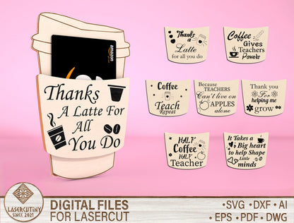 Teacher Coffee Gift Card Holder Laser Cut File for xTool and LightBurn