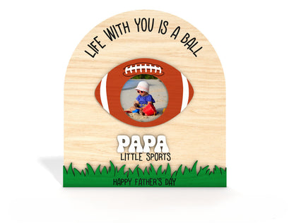 Father’s Day Football Photo Sign SVG Laser Cut File for LightBurn and xTool