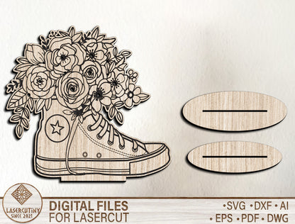 Floral Boot Stand SVG Flower Bouquet Shoe Decor for LightBurn and xTool