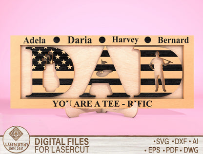 Personalized Dad Letter Sign SVG Laser Cut File for Glowforge and xTool