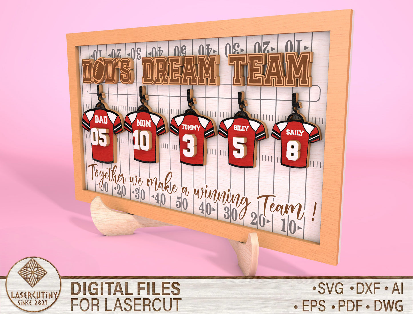 Personalized Football Dad Sign SVG Laser Cut File for Glowforge and LightBurn