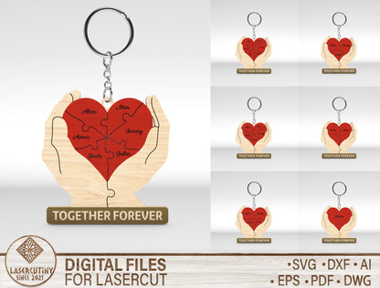 Personalized Couple Keychain SVG Custom Name Heart for xTool
