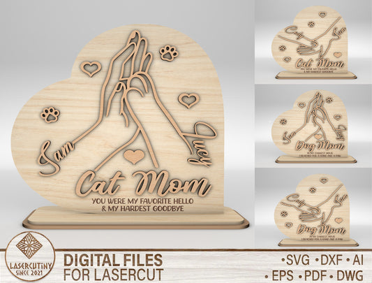 Cat Mom Paw Hands Sign SVG Pet Lover Gift for Glowforge and xTool
