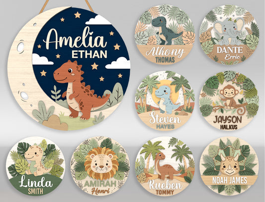 Dinosaur Nursery Door Sign SVG for LightBurn and xTool