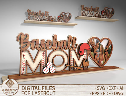 Personalized Sports Mom Photo Heart Sign SVG for LightBurn