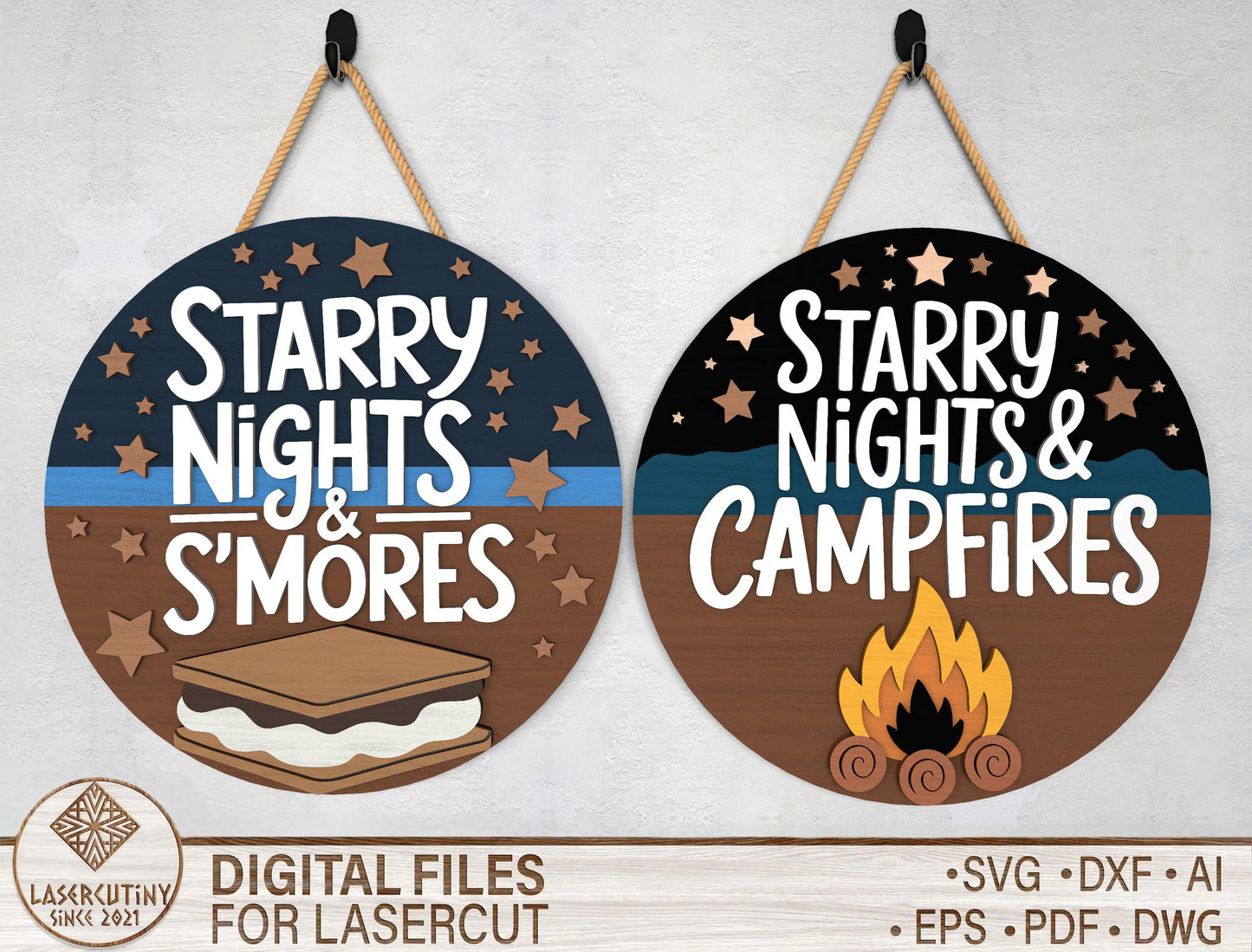 Starry Nights Camping Door Hanger SVG Bundle for Glowforge