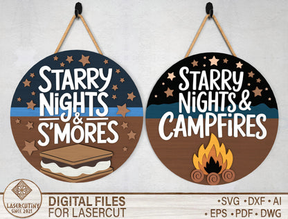 Starry Nights Camping Door Hanger SVG Bundle for Glowforge
