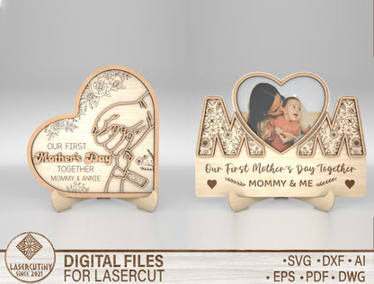 Mom Photo Holder Hand in Hand Love Sign SVG for xTool and LightBurn