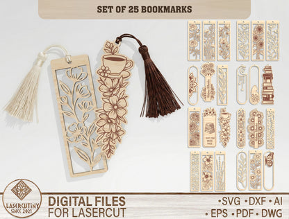 Floral Bookmark SVG Bundle 25 Designs for xTool and Glowforge