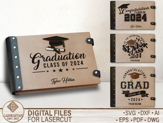 Graduation Guest Book Binder SVG for LightBurn and Glowforge