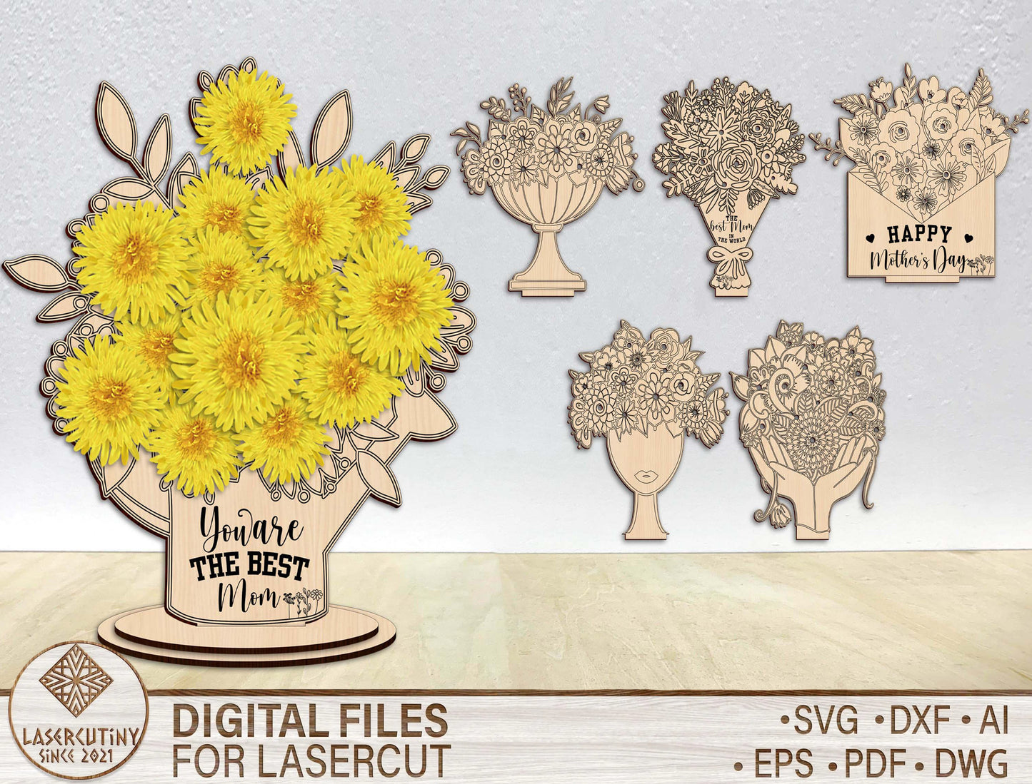 Floral Bouquet Holder SVG Flower Insert Stand for LightBurn and xTool