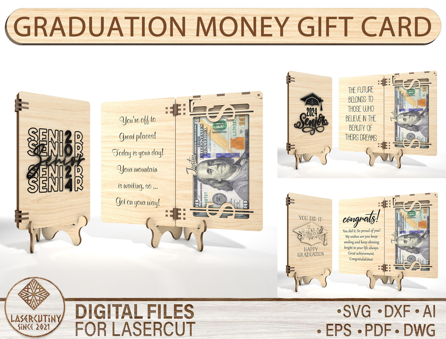Graduation Money Holder Card SVG for Glowforge and LightBurn