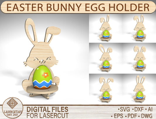 Easter Bunny Egg Holder Stand SVG Cute Bunny for Glowforge and xTool