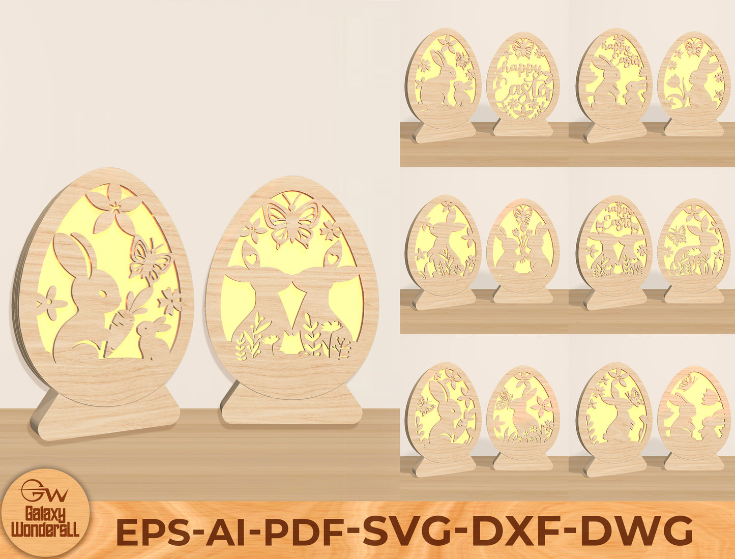 Easter Egg Lantern Light Box SVG Bundle 15 Designs for LightBurn and xTool