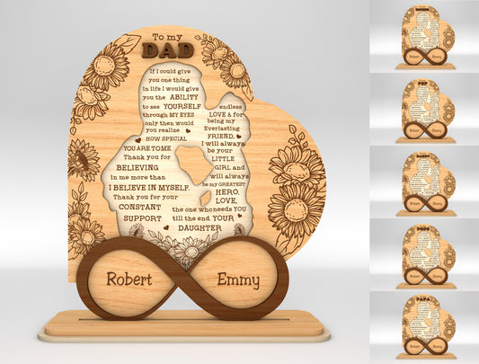 Dad Infinity Love Tabletop Sign SVG Laser Cut File for xTool and Glowforge