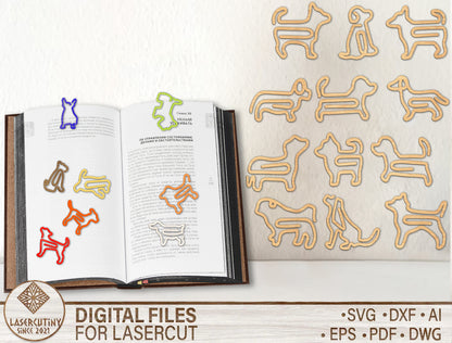 Dog Paper Clip SVG Bundle Laser Cut File for LightBurn and xTool