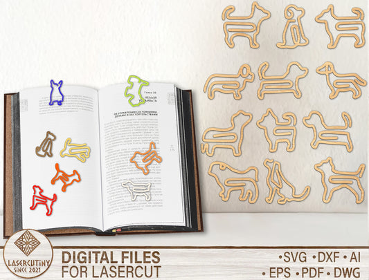 Dog Paper Clip SVG Bundle Laser Cut File for LightBurn and xTool