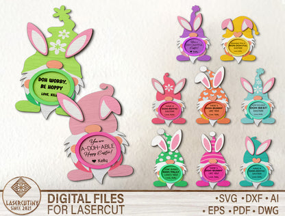 Playful Bunny Gnome Easter Sign SVG Bundle 8 Designs for LightBurn and xTool