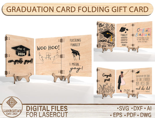 Graduation Folding Gift Card SVG for Glowforge and xTool