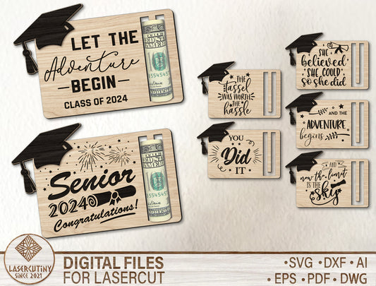 Graduation Cash Holder SVG Laser Cut File for xTool and LightBurn