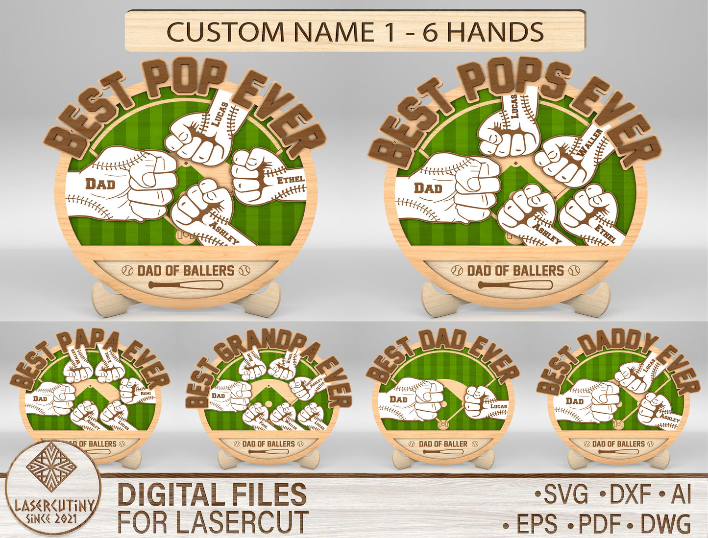 Best Dad Hands Fist Bump Sign SVG Laser Cut File for LightBurn and xTool