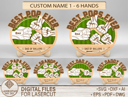 Best Dad Hands Fist Bump Sign SVG Laser Cut File for LightBurn and xTool