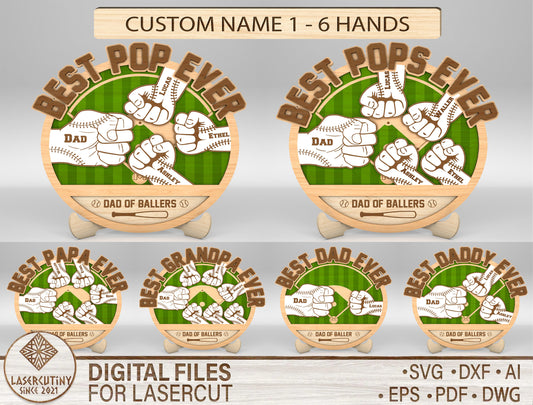 Best Dad Hands Fist Bump Sign SVG Laser Cut File for LightBurn and xTool