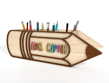 Personalized Pencil Pen Holder Laser Cut File SVG for Glowforge and LightBurn
