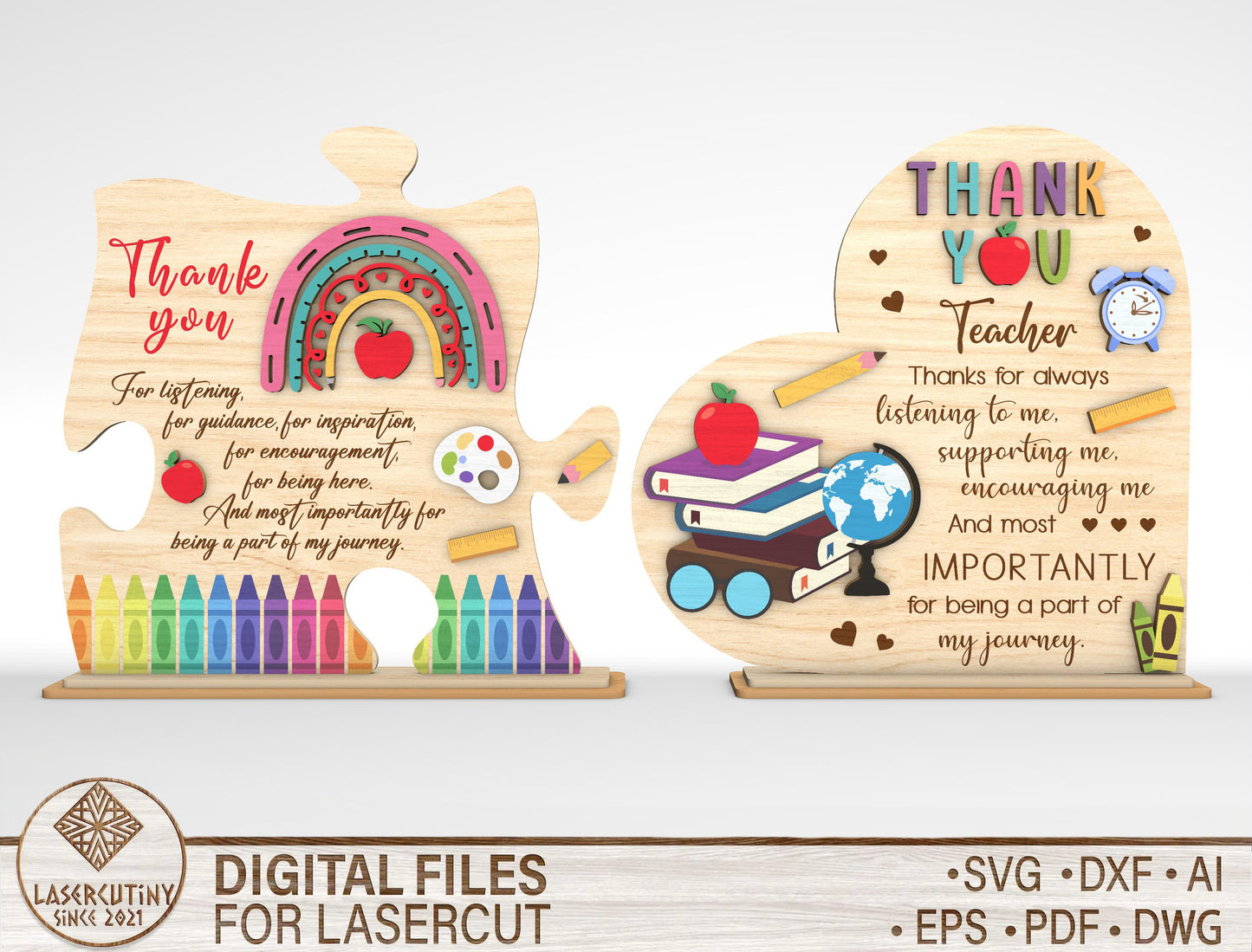 Teacher Puzzle Tabletop Sign SVG for Glowforge and LightBurn