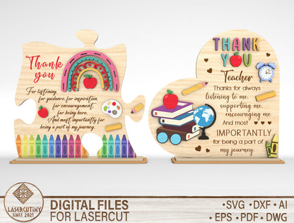 Teacher Puzzle Tabletop Sign SVG for Glowforge and LightBurn