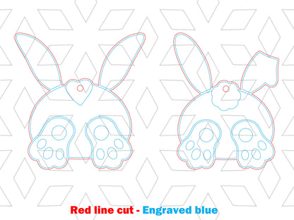 Bunny Butt Earrings SVG Cute Rabbit Tail Easter for LightBurn and xTool