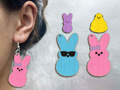 Peeps Bunny Earrings SVG Minimal Bunny Easter Jewelry for Glowforge